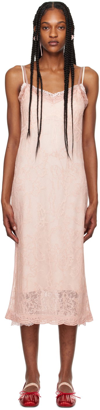 Pокля Simone Rocha Simone Rocha Floral Lace Midi Slip Dress Розово | SHMK3 0645, 0