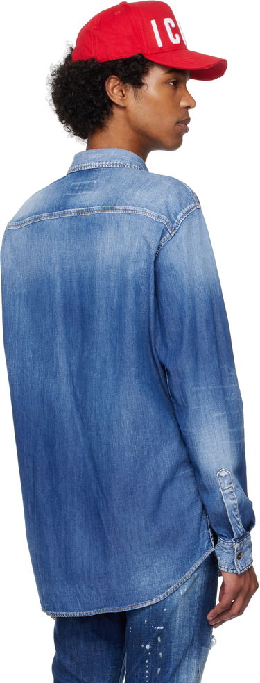 Риза DSQUARED2 Dsquared2 Dan Worker Pocket Denim Shirt Синьо | S74DM0904_S30341, 2