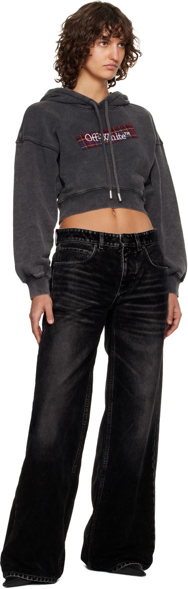 Суитчър Off-White Off-White Bookish Crop Logo Hoodie Черно | OWBB056F25FLE0031301, 3