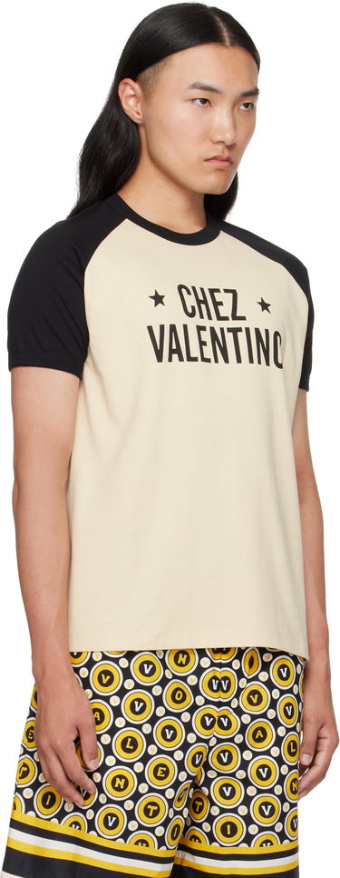 Тениска Valentino Valentino 'Chez Valentino' Print Cotton T-Shirt Бежово | 7V3MG17DAYC, 1