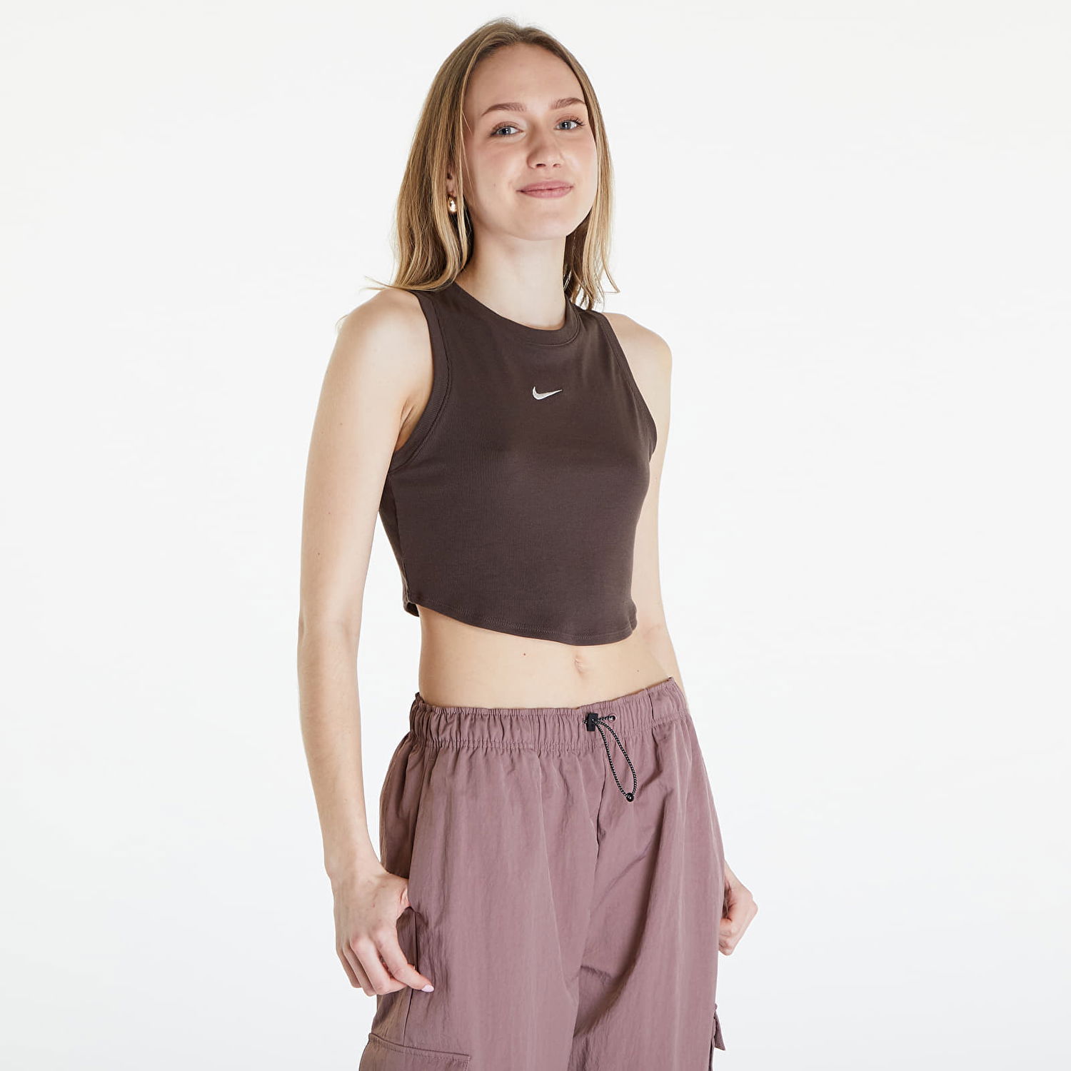 Потник Nike Sportswear Essentials Ribbed Cropped Tank Baroque Brown/ Sail Кафяво | FB8279-237, 0