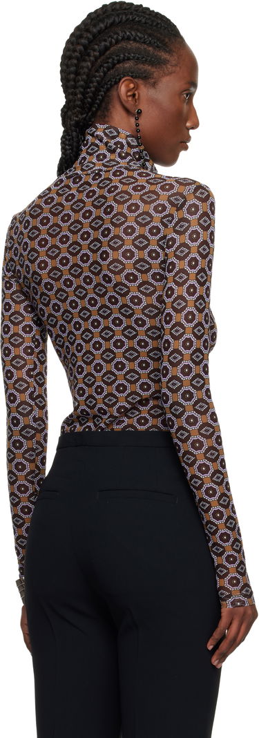 Тениски и потници Dries Van Noten Dries Van Noten Transparent Mesh Long-Sleeve Turtleneck with Geometric Print Многоцветен | 252-011121-2623, 2