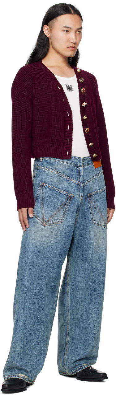 Пуловер VETEMENTS VETEMENTS Fancy Button Cropped Cardigan Бургунди | WH76KN220X, 3