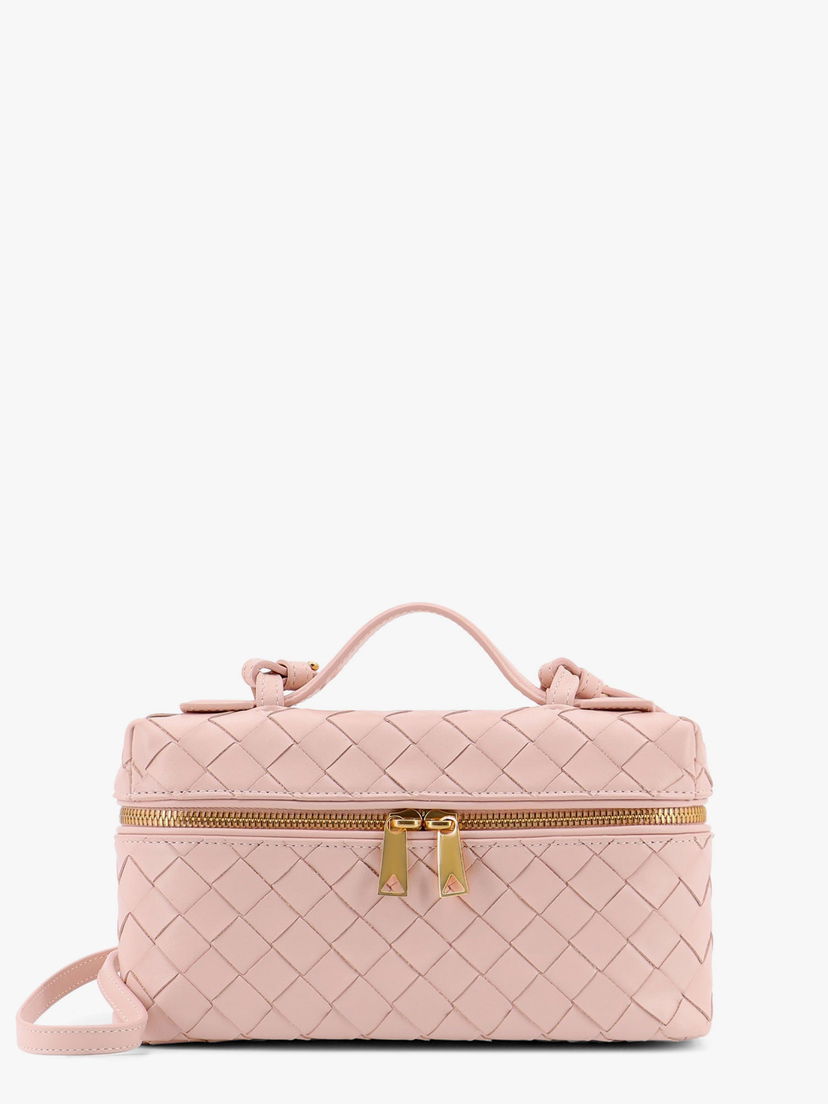 Дамска чанта Bottega Veneta Pink Intrecciato Leather Vanity Case Розово | 789109V3IV16805