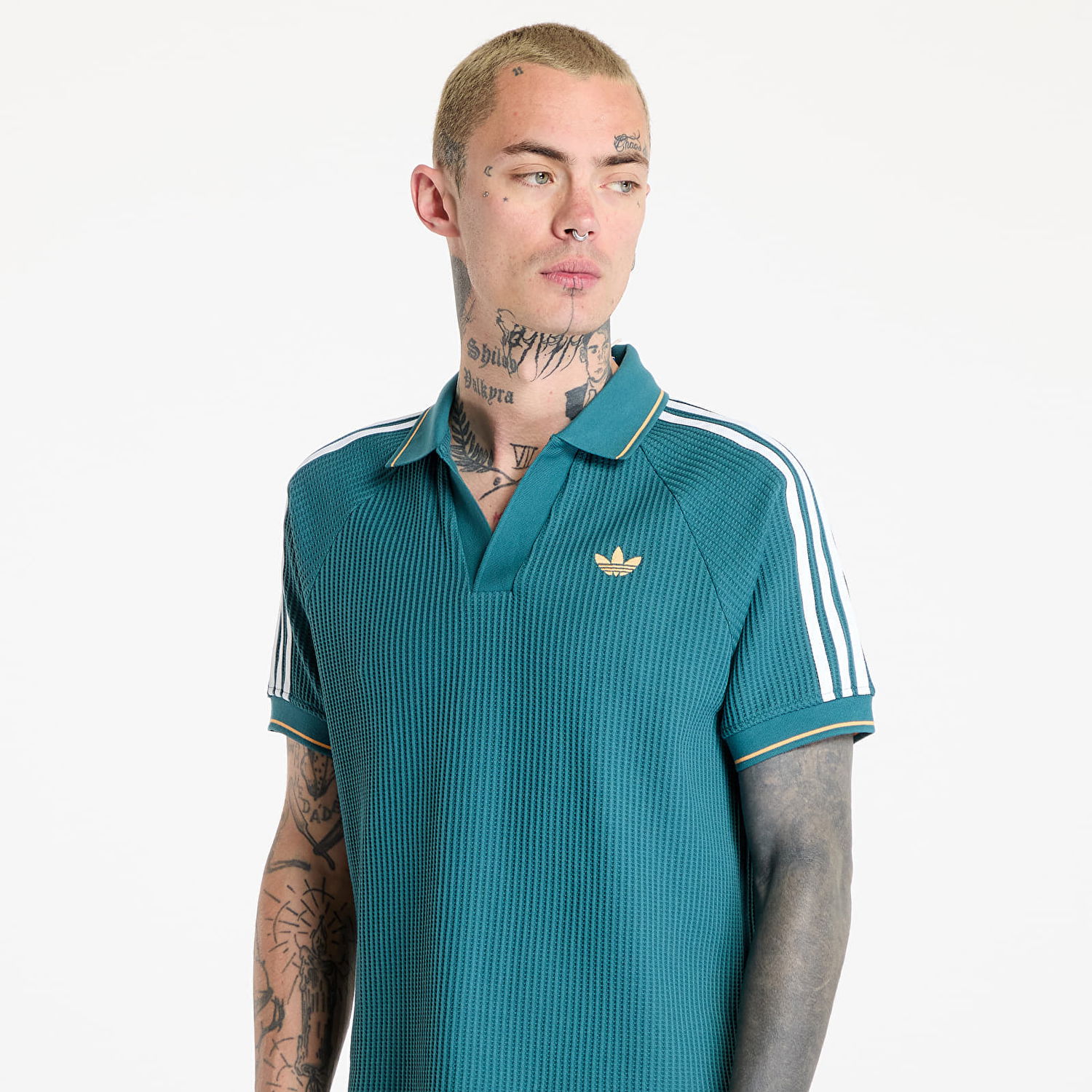Поло тениска adidas Originals adidas Originals Waffle Knit Polo Shirt Зелено | KC0691, 1