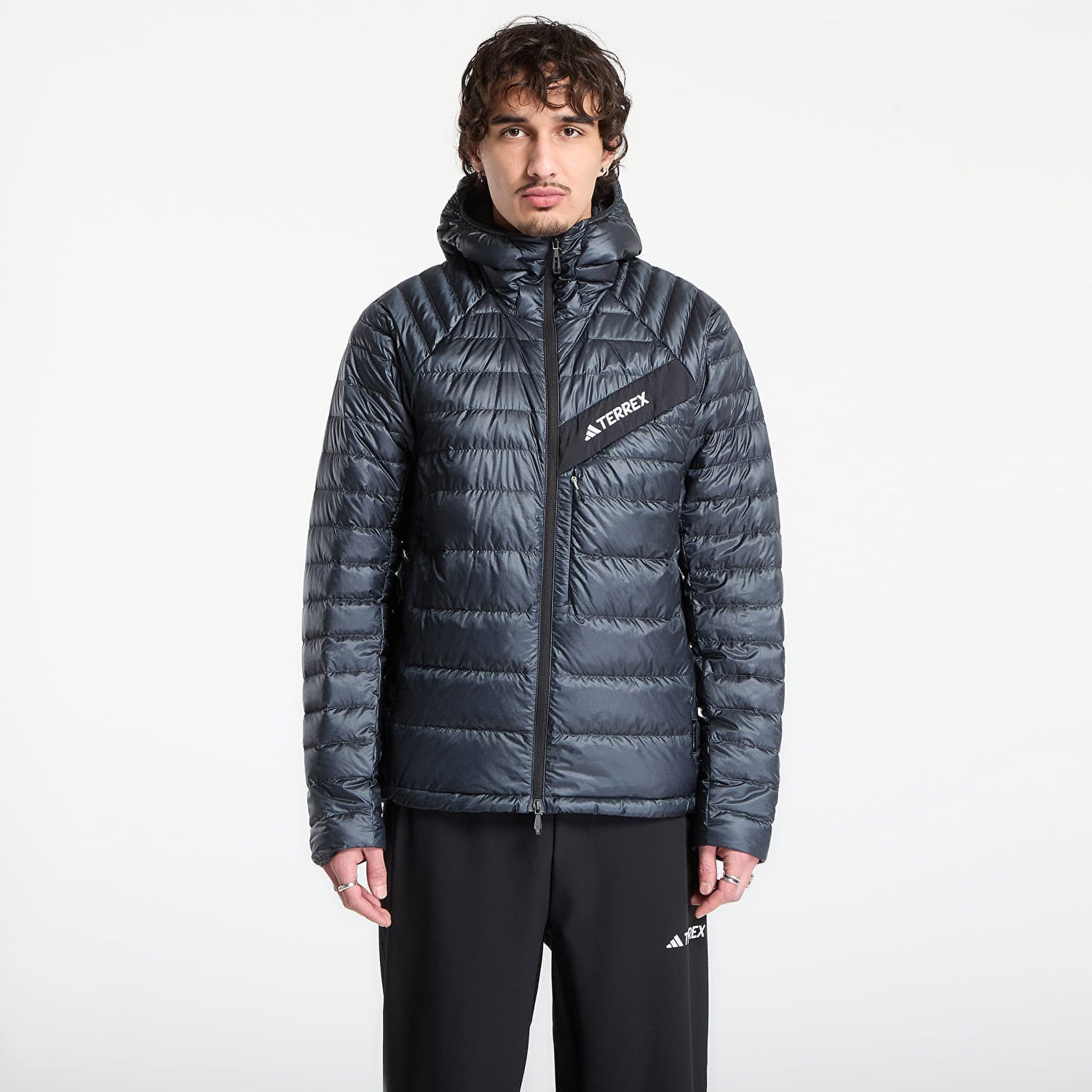 Пухо яке adidas Originals Terrex Techrock CLIMAWARM+ Down Hooded Jacket Сиво | JC5181, 0