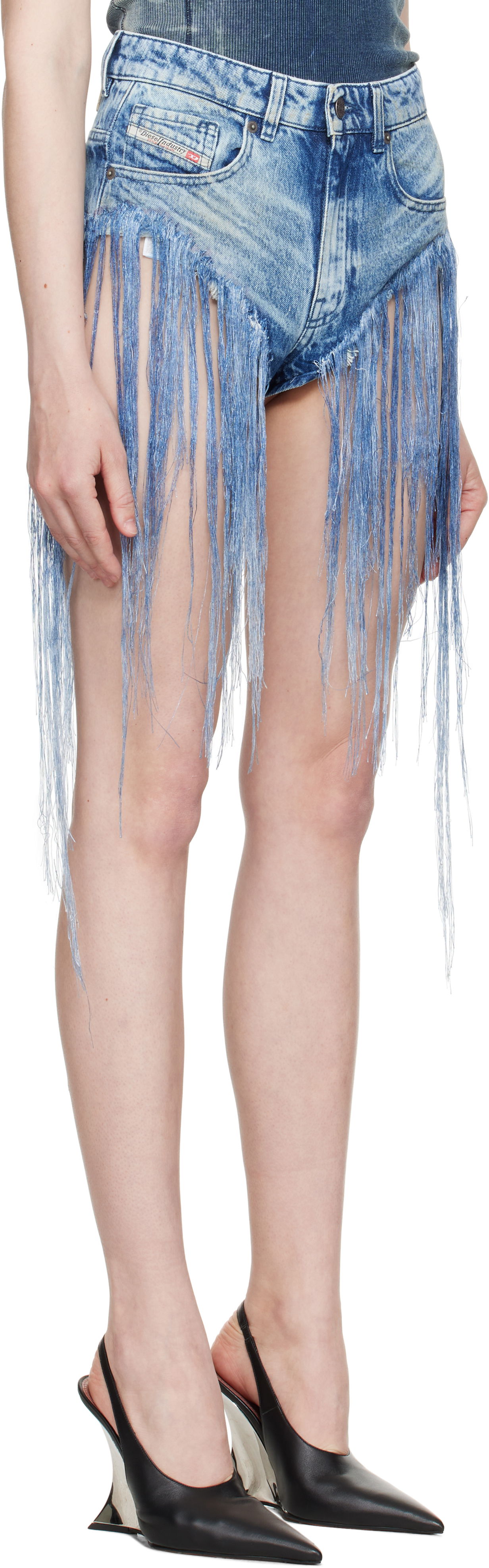 Къси панталони Diesel Diesel De-Jizz-Fsg Fringe Denim Shorts Синьо | A18145 0CMBM, 1