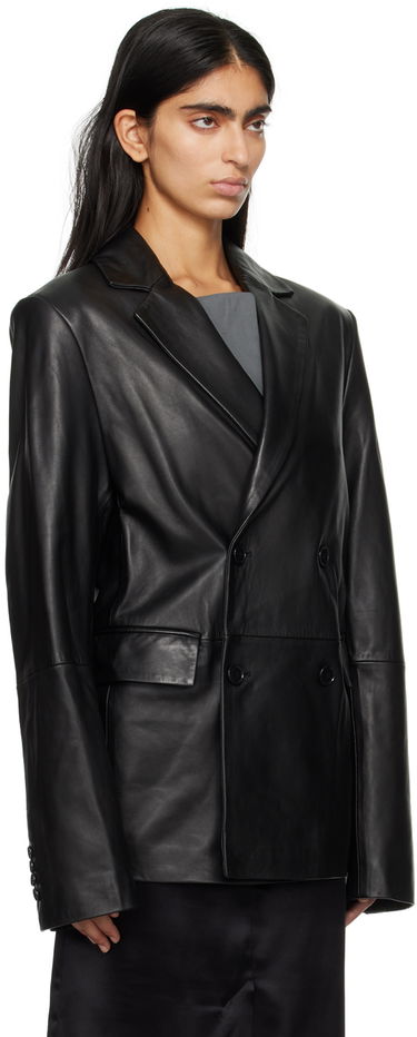 Яке Loulou de Saison Loulou de Saison Davao Double-Breasted Leather Jacket Черно | DAVAO, 1