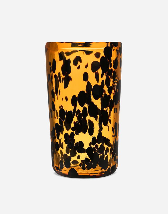 Cylindrical Tortoiseshell Pattern Murano Glass Vase Medium