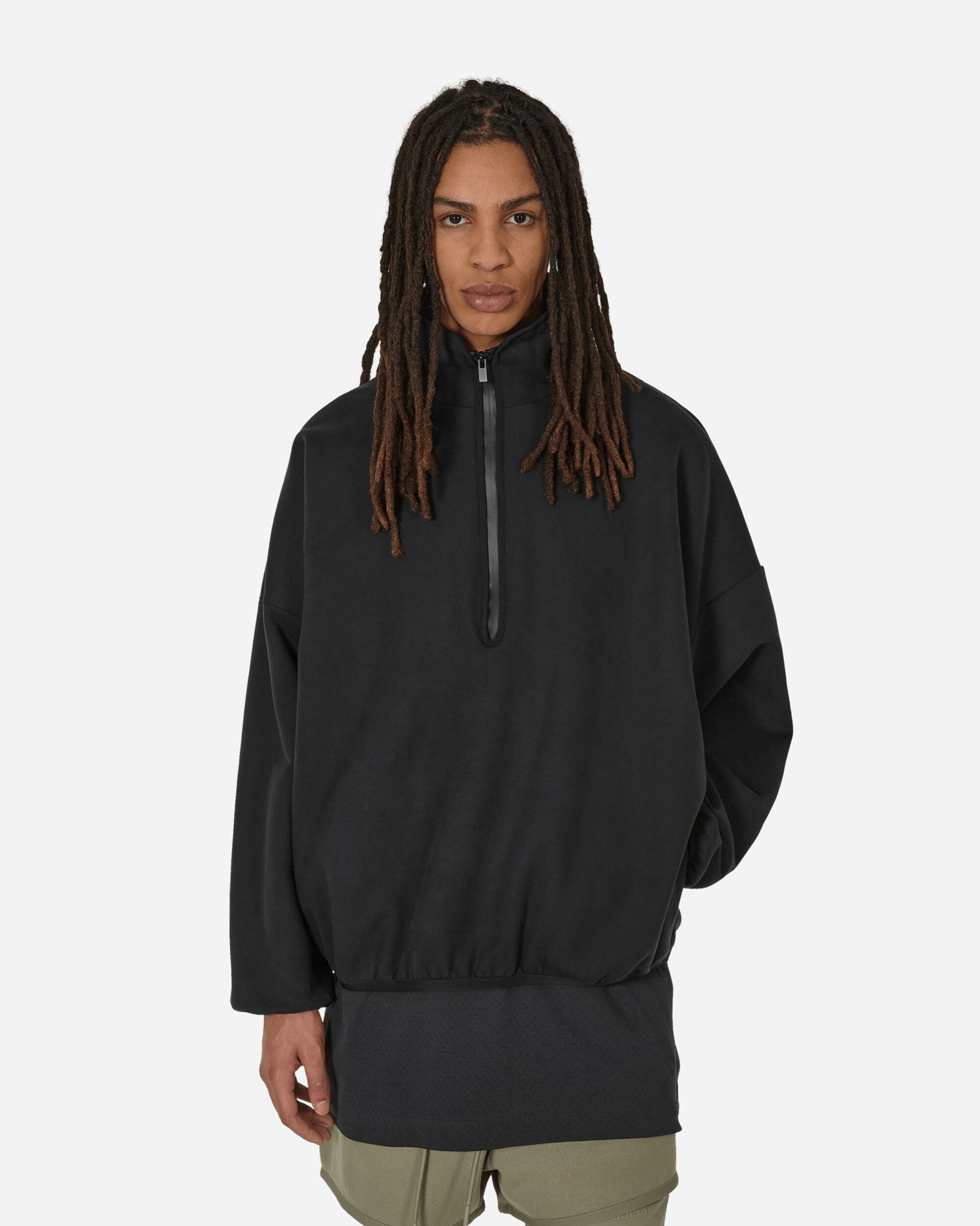 Суитчър adidas Originals Fear of God Athletics Suede Fleece Half-Zip Sweatshirt Black Черно | IS5318 001, 0