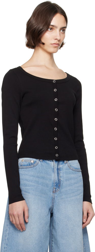 Пуловер RE/DONE Re/Done Hanes Edition Scoop Neck Long Sleeve Top Бяло | 787-02WSCNKCD, 4