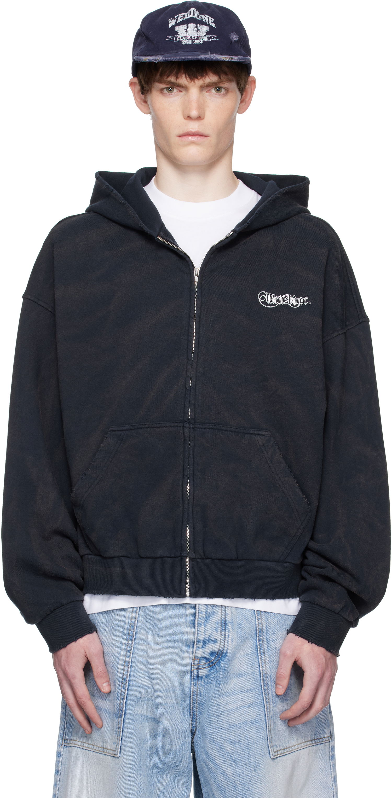 Суитчър We11done We11done Gothic Logo Zip-Up Hoodie Черно | WD-TJ2-25-845-U-NV, 0