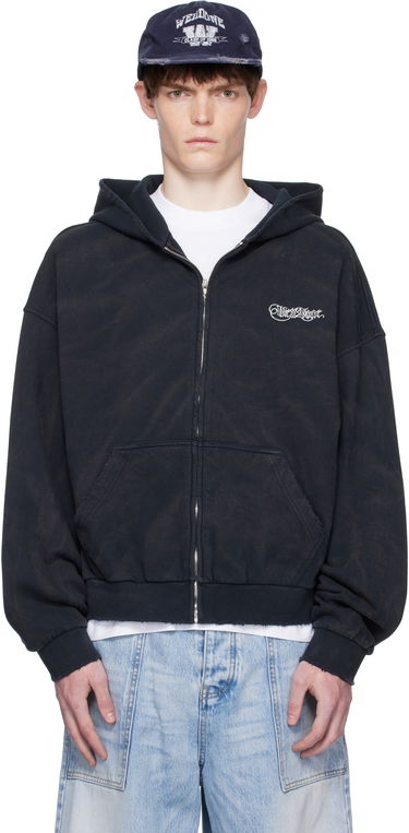 Суитчър We11done We11done Gothic Logo Zip-Up Hoodie Черно | WD-TJ2-25-845-U-NV, 0