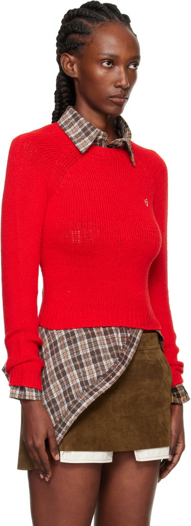 Пуловер Acne Studios Acne Studios Cropped Crewneck Sweater Червено | A60597-, 1