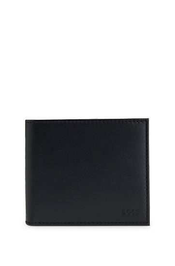 Портфейл BOSS Leather wallet with logo lettering Черно | 50548811