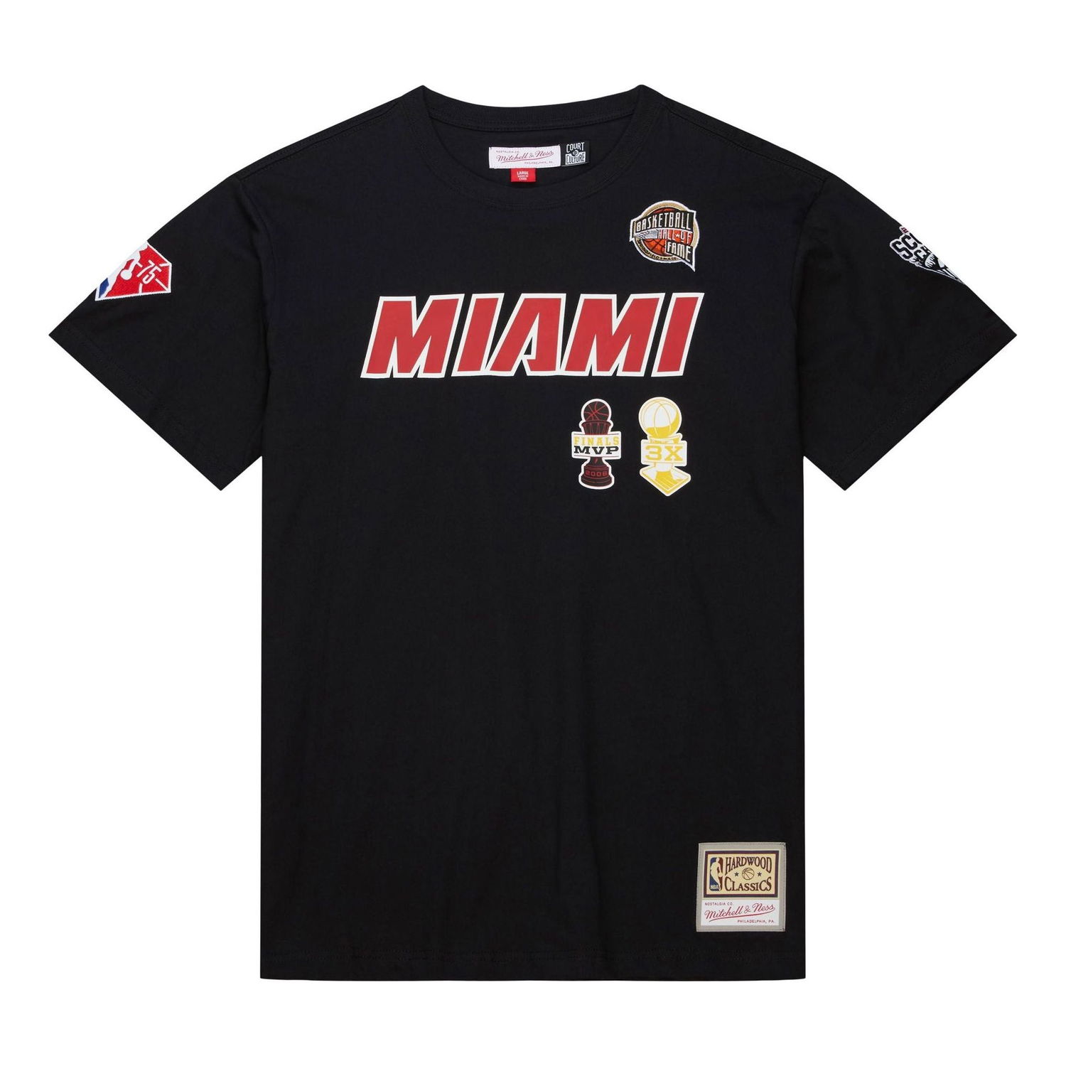Тениска Mitchell & Ness NBA Heat HOF T-Shirt 'Dwayne Wade 3' Черно | TCRW6862-MHEYYDWABLCK, 0