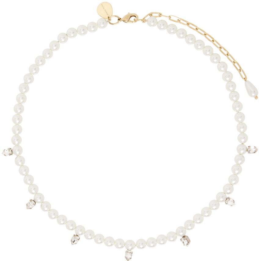 Колие Simone Rocha Simone Rocha Pearl & Crystal Dagger Choker Necklace Бяло | NKS65 0913, 0