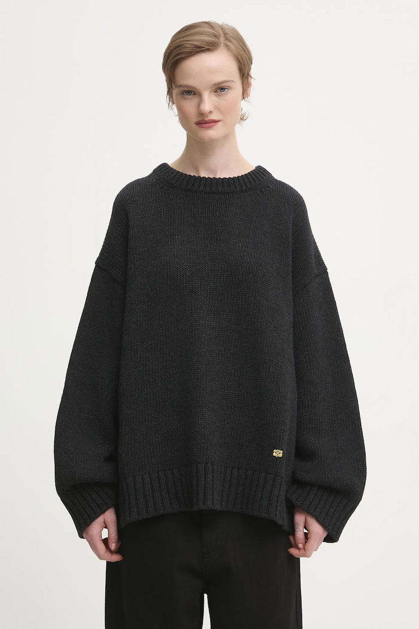 Пуловер GANNI Chunky Wool Mix Сиво | K2610