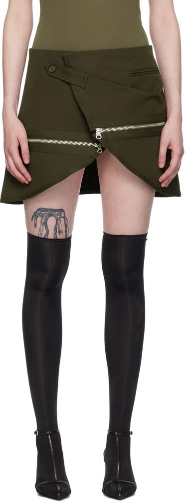 Пола Courrèges Courrèges Asymmetrical Zippered Miniskirt Зелено | 224CJU166CO0117, 0