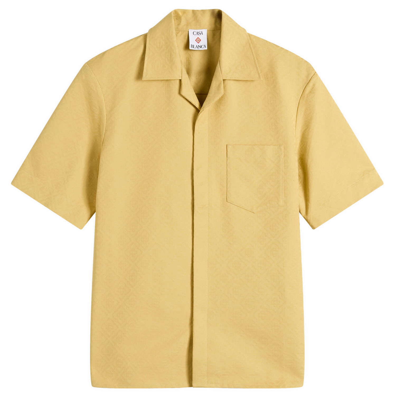 Риза Casablanca Casablanca Jacquard Monogram Short Sleeve Shirt, Size Large Жълто | MPF25-SH-167-01, 1