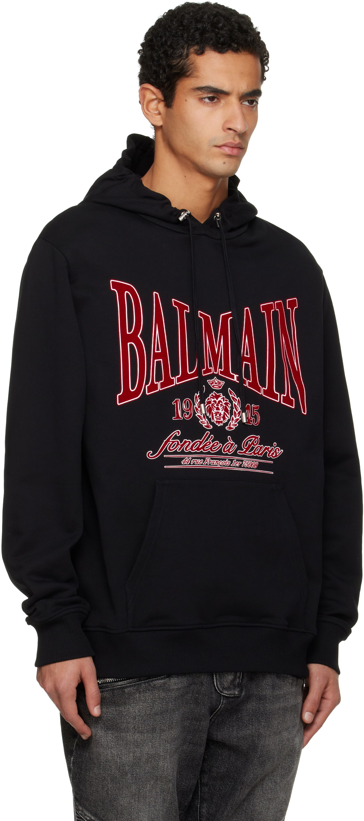 Суитчър Balmain Flocked 'Balmain' College Hoodie Черно | FH0JT047GF25, 1