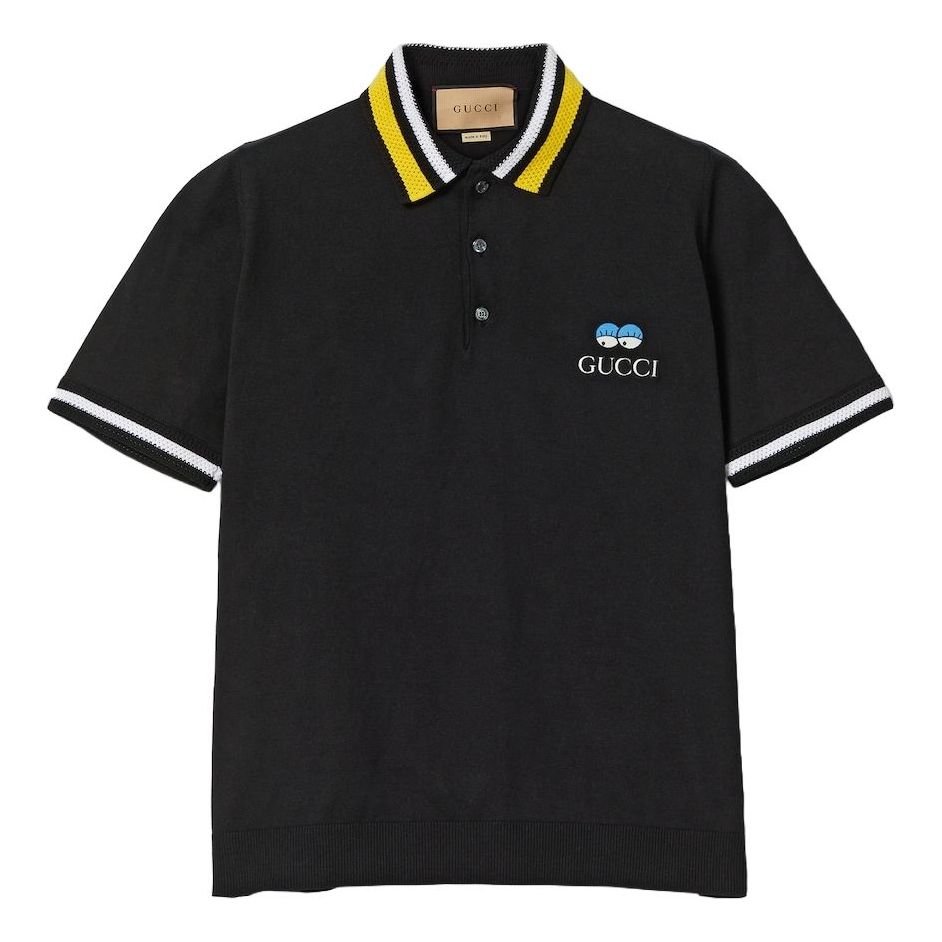 Поло тениска Gucci Gucci Wool Polo Shirt with Embroidered Eyes Черно | 778522-XKDX5-1162, 0