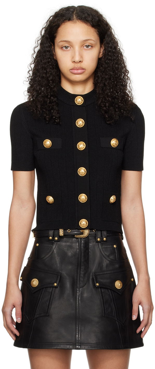 Пуловер Balmain Button Cardigan Черно | CF1KL023KB07, 0