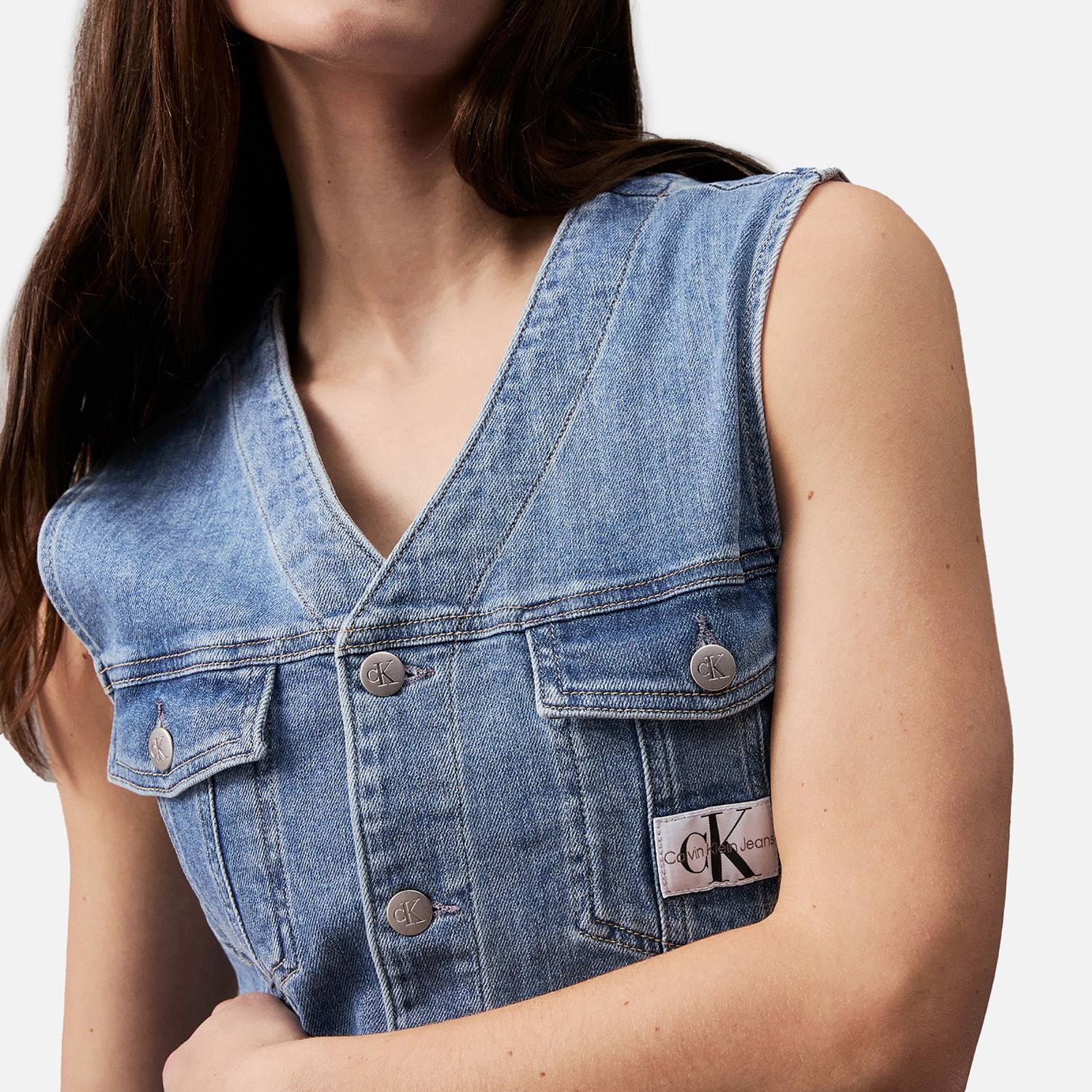 Дънки CALVIN KLEIN Jeans Sleeveless Denim Dress - XS Синьо | J20J2237121A4, 0