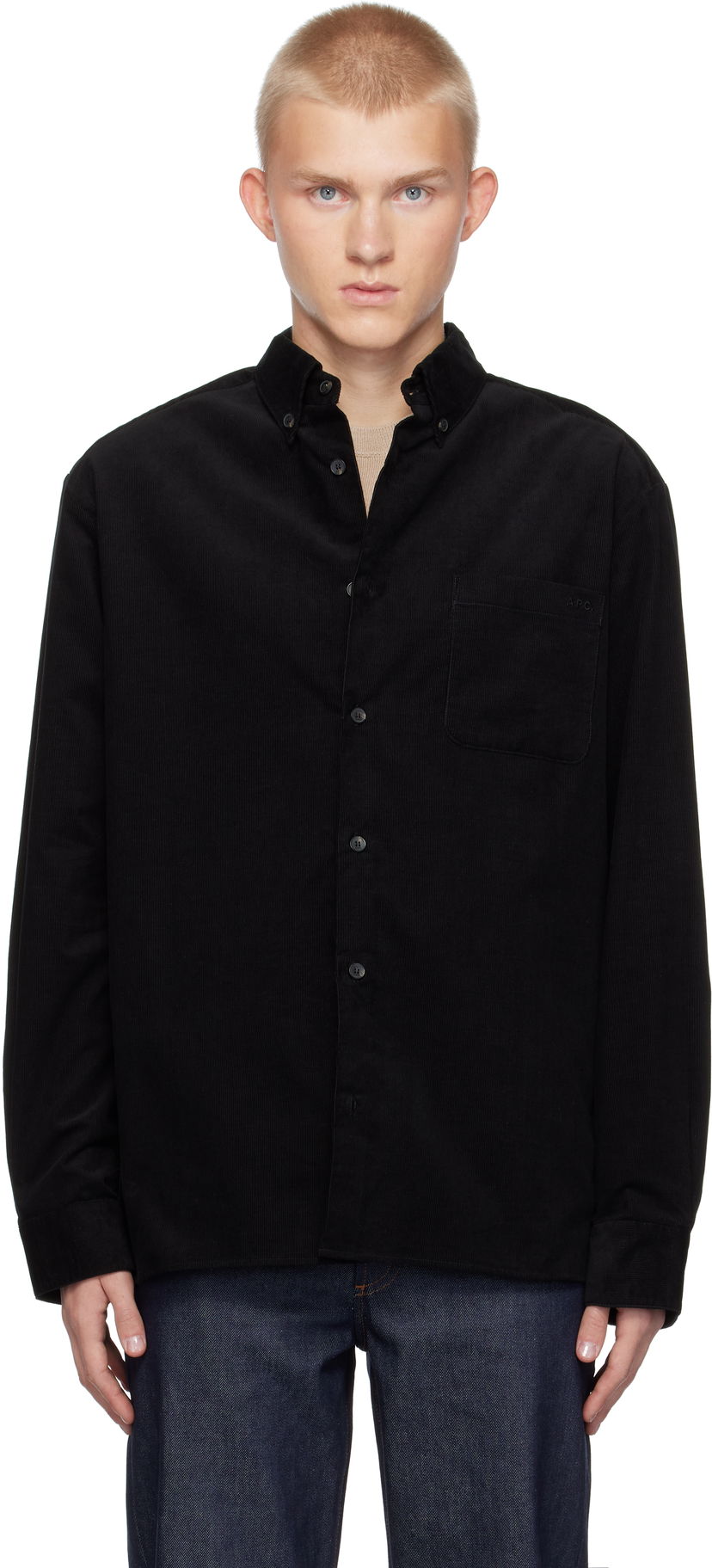 Риза A.P.C. Corduroy Shirt Черно | COHFR-H12599