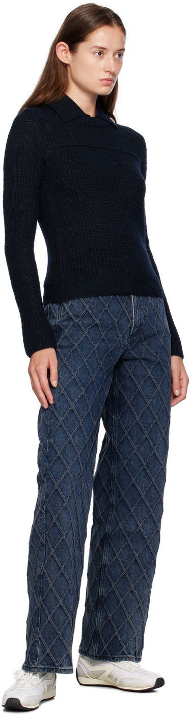 Пуловер rag & bone Madix Knit Polo Top Синьо | WAS24F023PB23, 3
