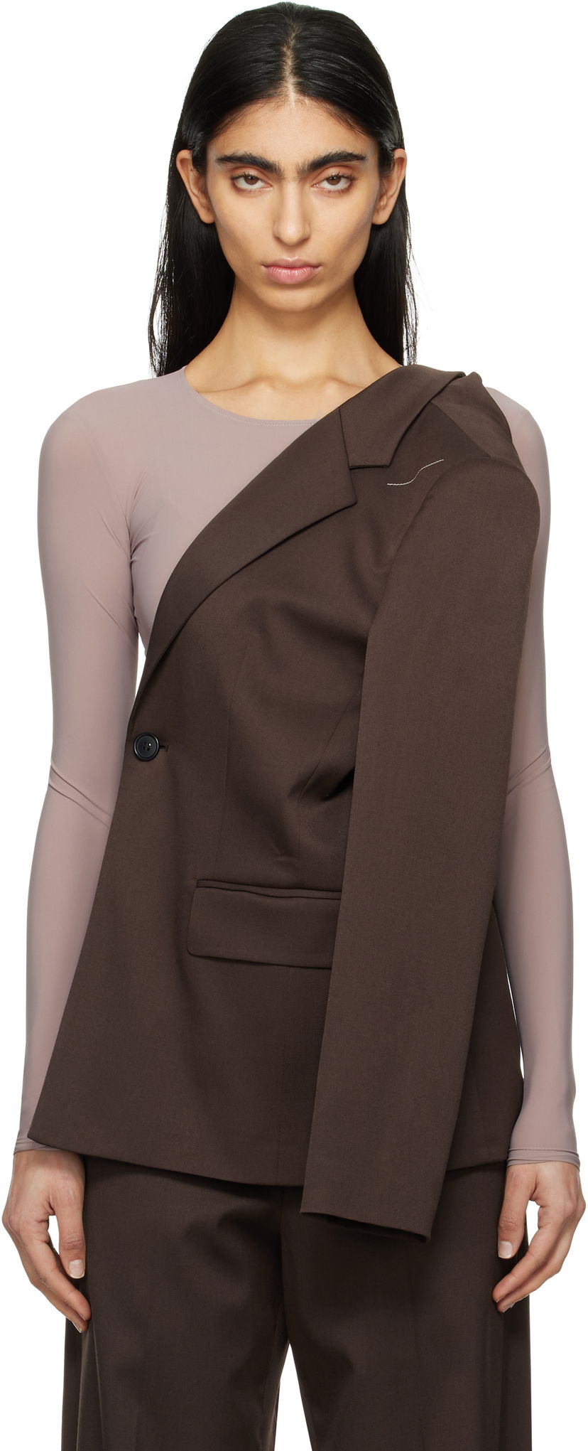 Яке Maison Margiela MM6 Maison Margiela Twist Suit Blazer Кафяво | S52BN0141 S47848