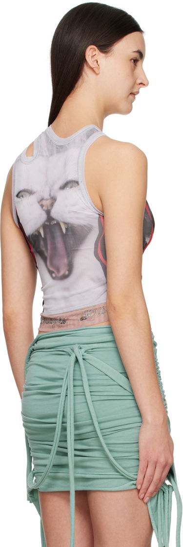 Потник Ottolinger Ottolinger Mesh Dog Print Cutout Tank Top Бяло | 10110060102, 2
