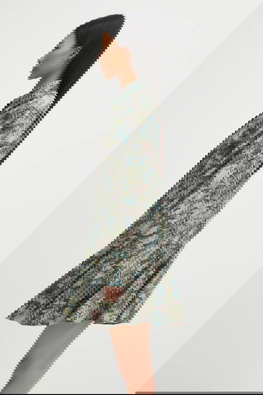 Pокля GANNI Printed Stretch Cotton Buttoned Mini Dress Многоцветен | W1096, 1