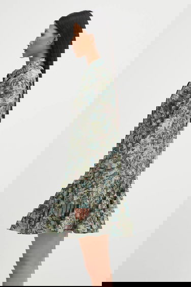 Pокля GANNI Printed Stretch Cotton Buttoned Mini Dress Многоцветен | W1096, 1