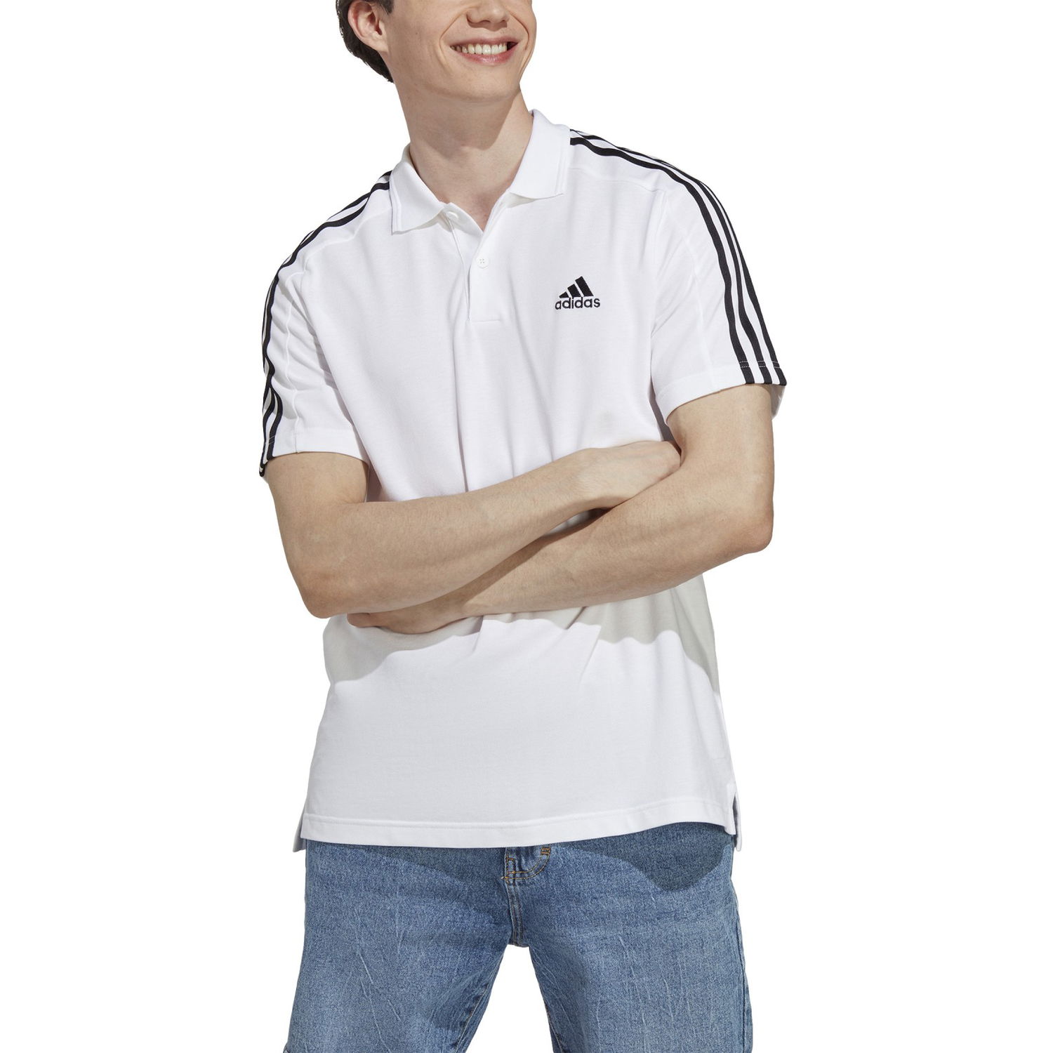 Поло тениска adidas Performance 3-Stripes Polo Shirt Бяло | IC9312, 1