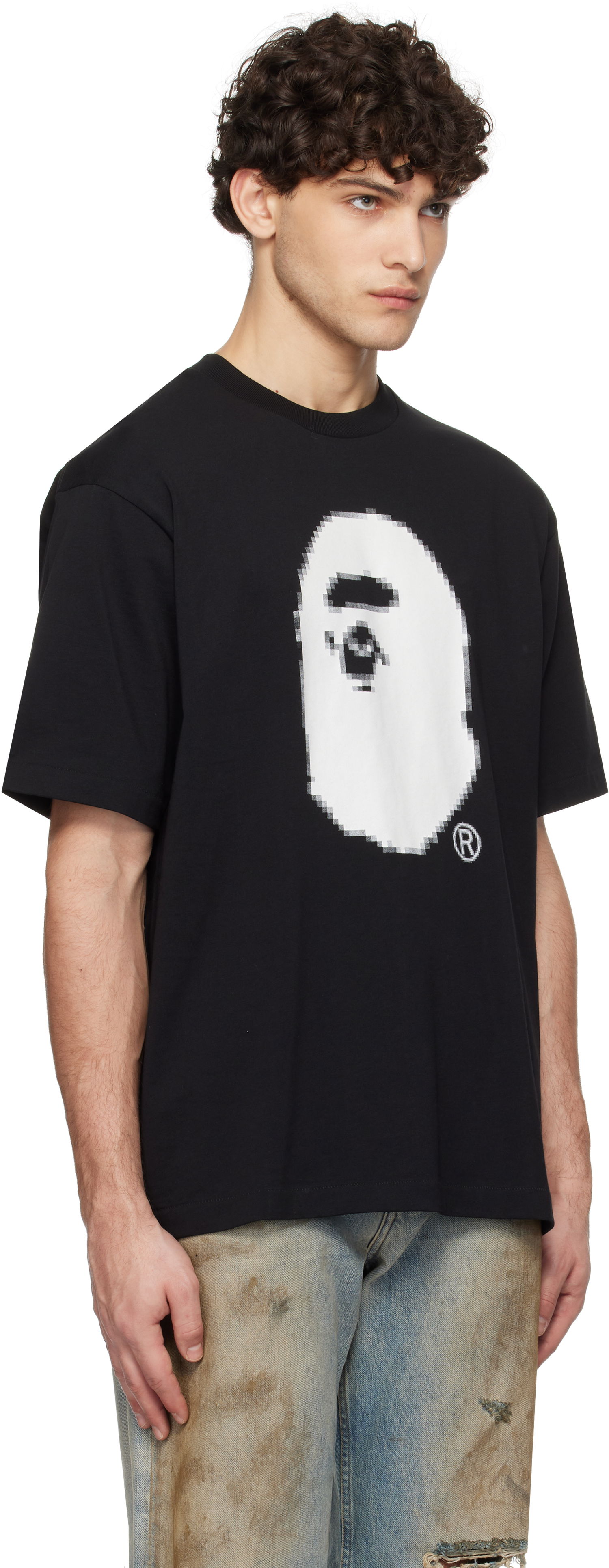 Тениска BAPE Pixel Ape Head Graphic Tee Черно | 001TEK801348M, 1