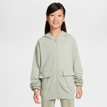 Суитчър Nike Girls' Fleece Hoodie with Pockets Сиво | FZ5549-370, 0