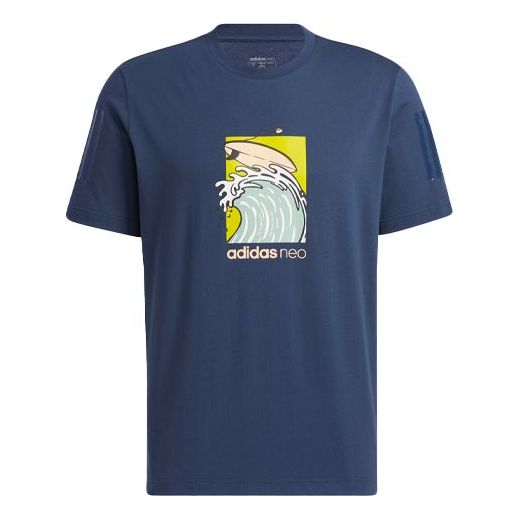 Тениска adidas Originals adidas neo Cartoon Wave Graphic Tee Синьо | GS2580
