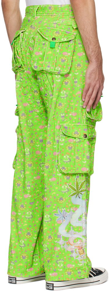 Карго панталони ERL Glittered Cargo Pants Зелено | ERL07P001, 2