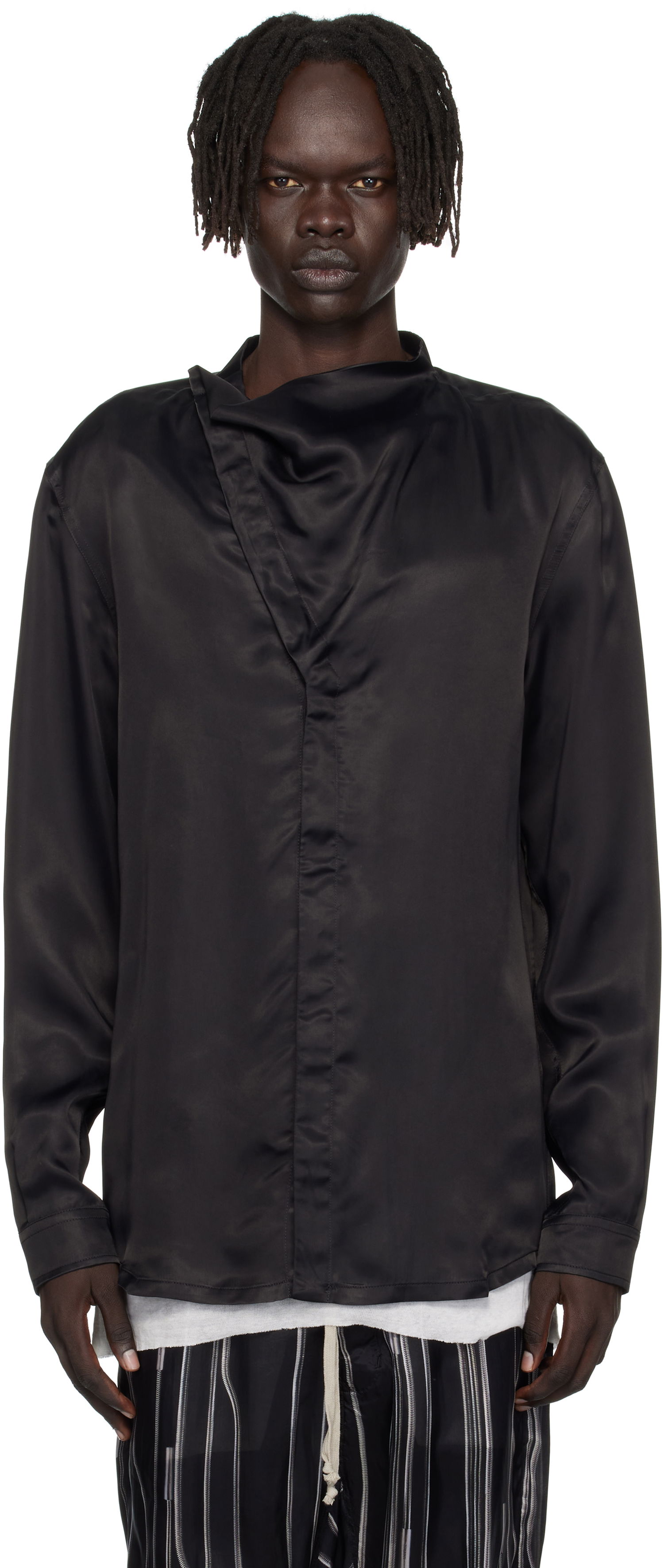 Риза Rick Owens Rick Owens Concordians Island Satin Shirt Черно | RU02E1299 HSCH, 0