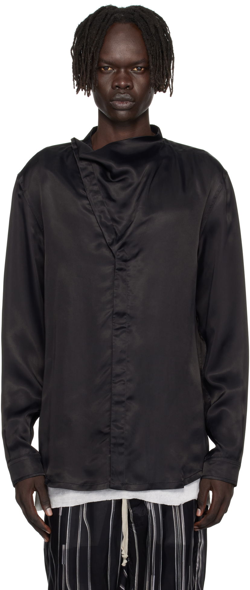 Риза Rick Owens Rick Owens Concordians Island Satin Shirt Черно | RU02E1299 HSCH