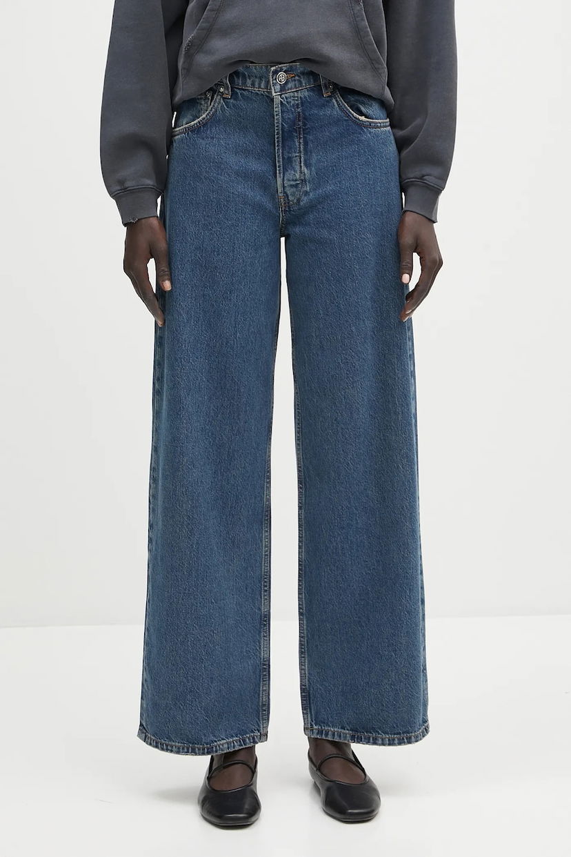 Дънки Anine Bing Manon High-Waist Wide-Leg Jeans Синьо | A.06.10617