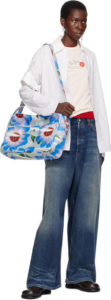 Чанта през рамо Acne Studios Acne Studios Camero Floral-Print Camera Bag Синьо | A10433-, 3
