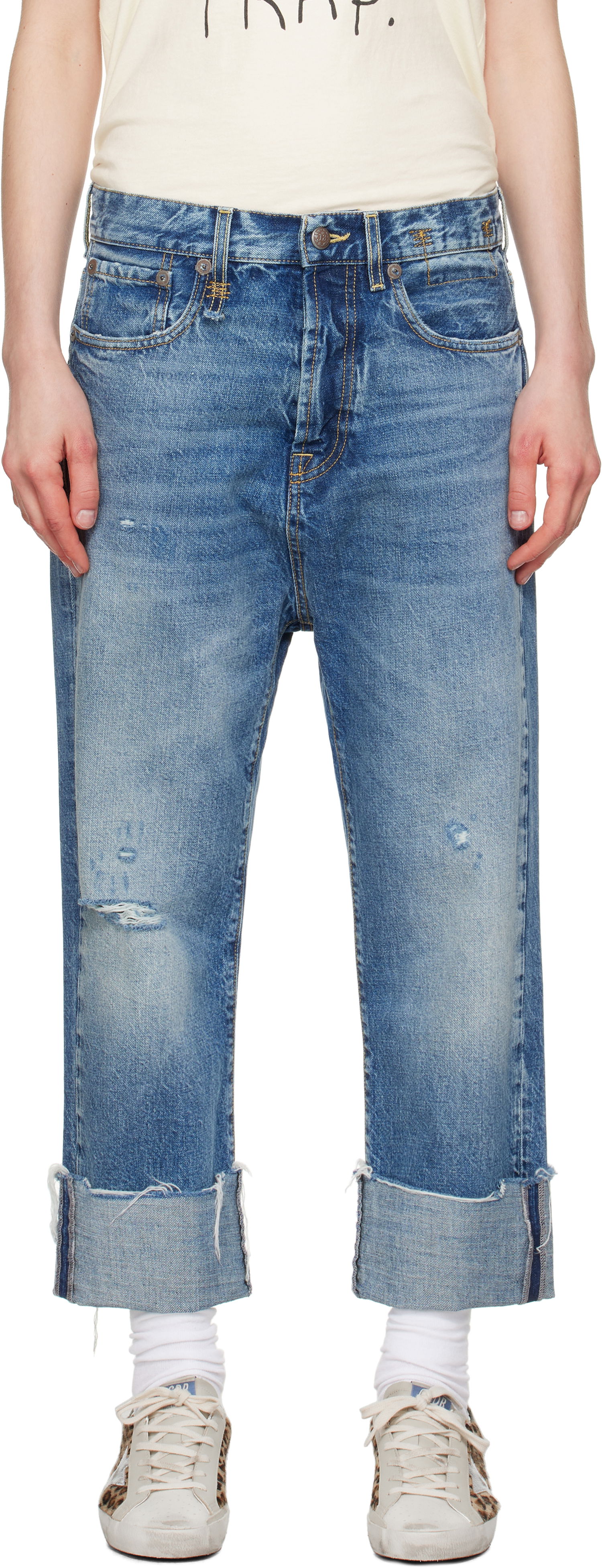 Дънки R13 R13 Tailored Drop Cropped Jeans Синьо | R13W6452-D283C, 0