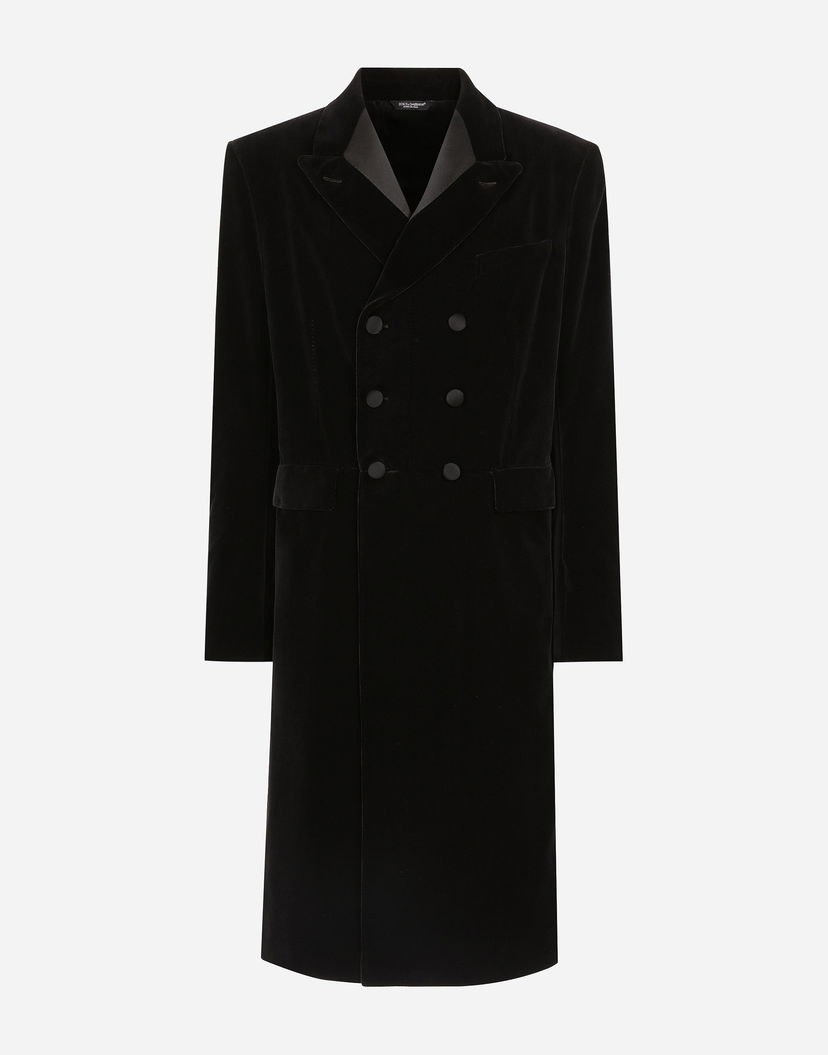 Палта Dolce & Gabbana Velvet Coat With Satin Details Черно | G039YTFUVCEN0000