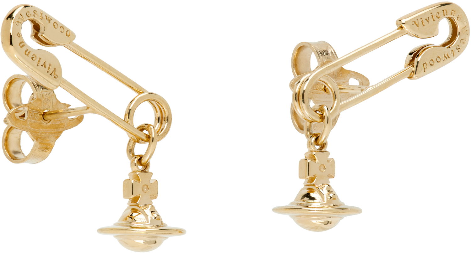 Обеци Vivienne Westwood Vivienne Westwood Gold-Tone Safety Pin Drop Earrings Металик | 6201035Y-01R001-, 1