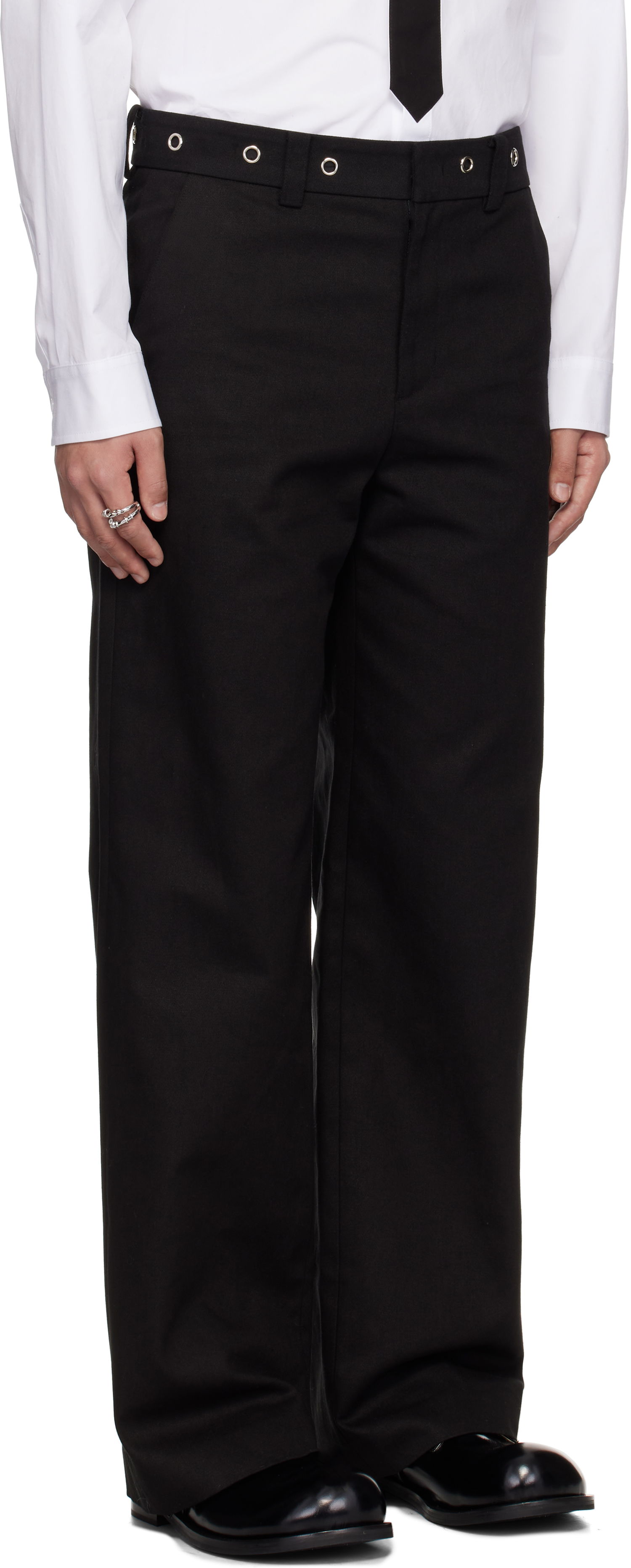 Панталони We11done We11done Eyelet Detailed Trousers Черно | WD-PT0-25-269-M-BK, 1