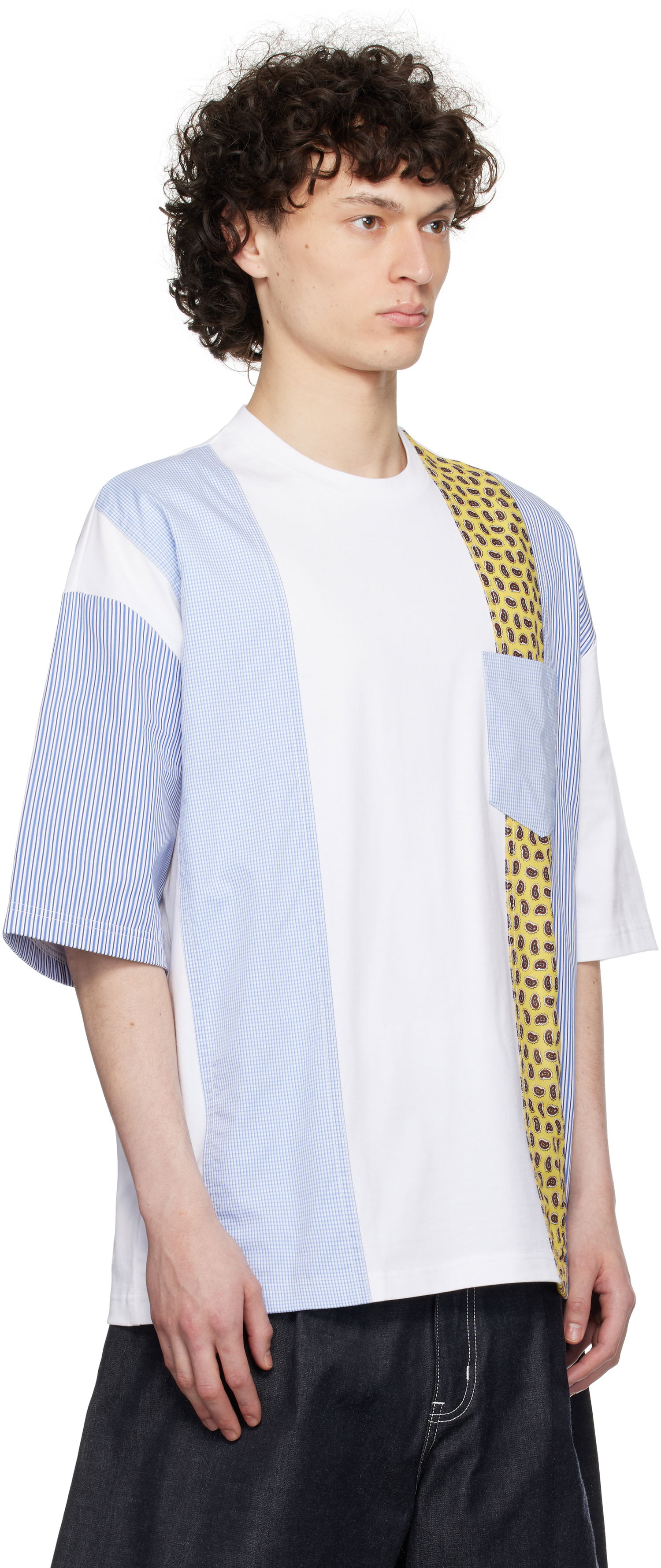 Тениска Comme des Garçons Comme des Garçons Homme Multi-Fabric T-Shirt Бяло | HO-T010-051, 1