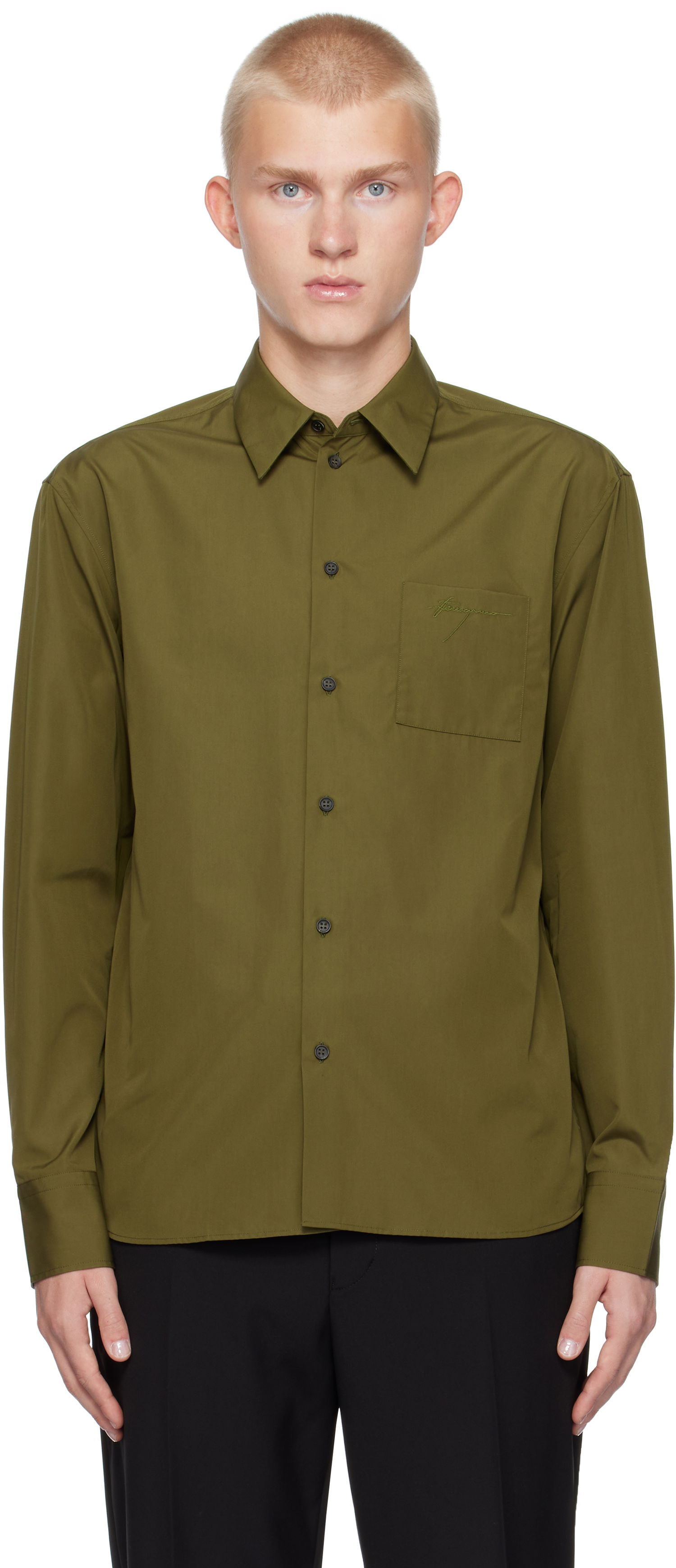 Риза FERRAGAMO Long Sleeved Shirt Зелено | 777498, 0