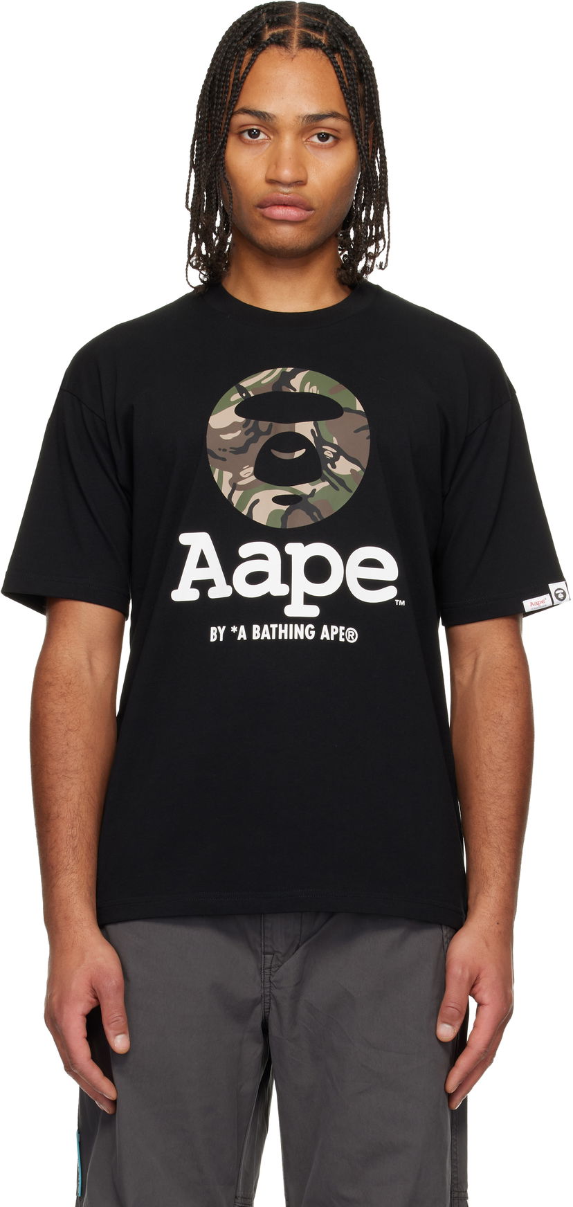 Тениска AAPE by A Bathing Ape Moonface Camo T-shirt Черно | AAPTEM1640XXOBKX